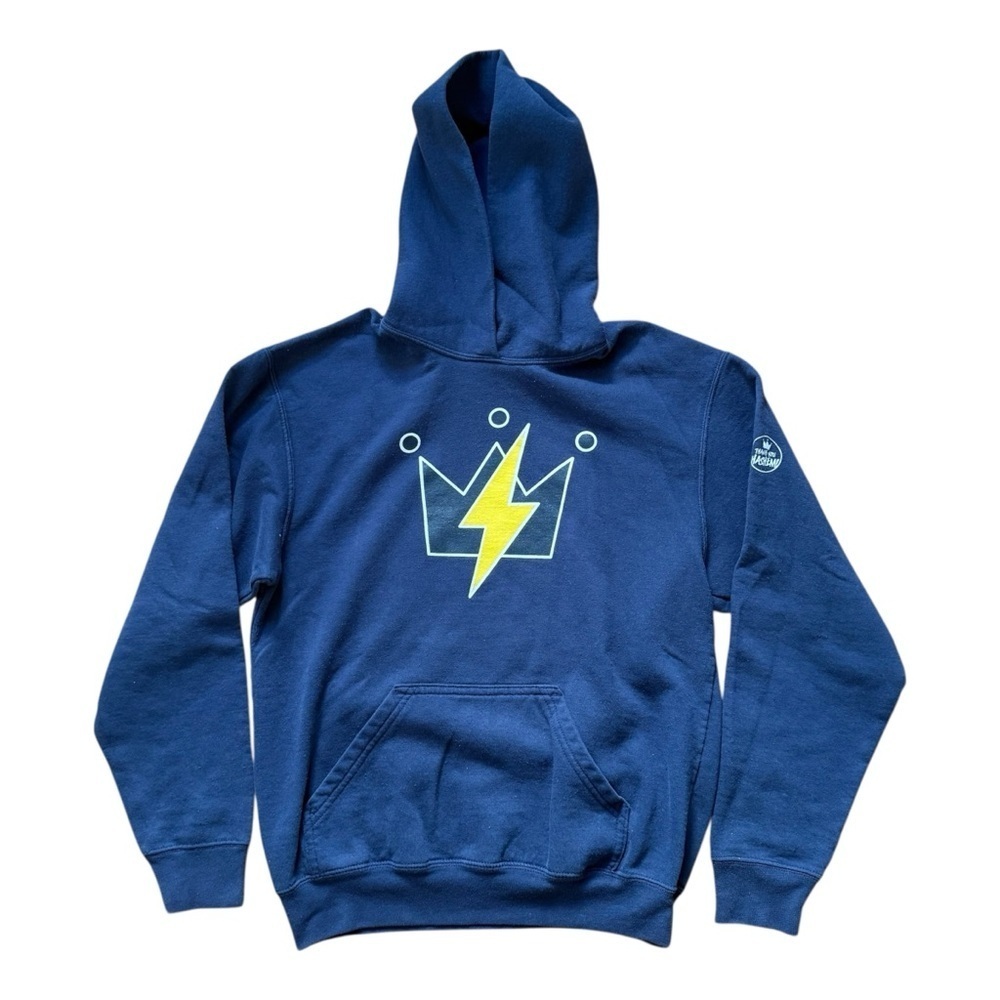 #TYH Shliach Crown Lightening Bolt Sweatshirt Hoodie Youth XL Unisex Navy Yellow